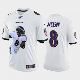 Cheap Baltimore Ravens #8 Lamar Jackson Nike Team Hero 1 Vapor Limited NFL 100 Jersey White