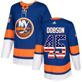 Wholesale Cheap Adidas Islanders #45 Noah Dobson Royal Blue Home Authentic USA Flag Stitched Youth NHL Jersey