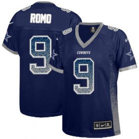 Wholesale Cheap Nike Cowboys #9 Tony Romo Navy Blue Team Color Women\'s Stitched NFL Elite Drift Fashion Jersey