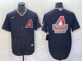 Men\'s Arizona Diamondbacks Black Team Big Logo Cool Base Stitched Baseball Jerseys
