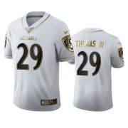 Wholesale Cheap Baltimore Ravens #29 Earl Thomas III Men's Nike White Golden Edition Vapor Limited NFL 100 Jersey