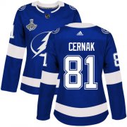 Cheap Adidas Lightning #81 Erik Cernak Blue Home Authentic Women's 2020 Stanley Cup Champions Stitched NHL Jersey