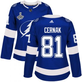 Cheap Adidas Lightning #81 Erik Cernak Blue Home Authentic Women\'s 2020 Stanley Cup Champions Stitched NHL Jersey