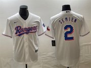 Cheap Men's Texas Rangers #2 Marcus Semien White With Patch Cool Base Stitched Baseball Jersey