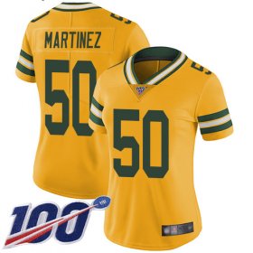 Wholesale Cheap Nike Packers #50 Blake Martinez Yellow Women\'s Stitched NFL Limited Rush 100th Season Jersey