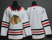 Wholesale Cheap Adidas Blackhawks Blank White Road Authentic Women's Stitched NHL Jersey