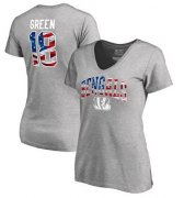 Wholesale Cheap Women's Cincinnati Bengals #18 A.J. Green NFL Pro Line by Fanatics Branded Banner Wave Name & Number T-Shirt Heathered Gray