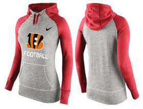 Wholesale Cheap Women\'s Nike Cincinnati Bengals Performance Hoodie Grey & Red_1