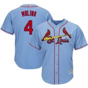 Wholesale Cheap Cardinals #4 Yadier Molina Light Blue Cool Base Stitched Youth MLB Jersey