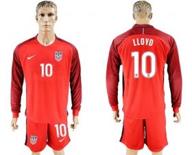 Wholesale Cheap USA #10 Lloyd Away Long Sleeves Soccer Country Jersey