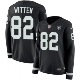 Wholesale Cheap Nike Raiders #82 Jason Witten Black Team Color Women\'s Stitched NFL Limited Therma Long Sleeve Jersey