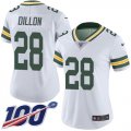 Wholesale Cheap Nike Packers #28 AJ Dillon White Women's Stitched NFL 100th Season Vapor Untouchable Limited Jersey
