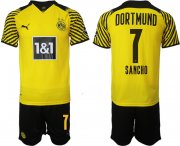 Wholesale Cheap Men 2021-2022 Club Borussia Dortmund home 7 yellow Soccer Jersey