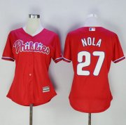 Wholesale Cheap Phillies #27 Aaron Nola Red Women's Alternate Stitched MLB Jersey