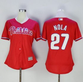 Wholesale Cheap Phillies #27 Aaron Nola Red Women\'s Alternate Stitched MLB Jersey