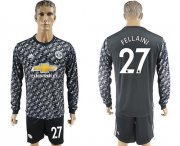 Wholesale Cheap Manchester United #27 Fellaini Black Long Sleeves Soccer Club Jersey
