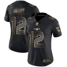 Wholesale Cheap Nike Patriots #12 Tom Brady Black/Gold Women\'s Stitched NFL Vapor Untouchable Limited Jersey