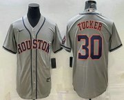 Wholesale Cheap Men's Houston Astros #30 Kyle Tucker Grey With Patch Stitched MLB Cool Base Nike Jersey