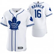 Wholesale Cheap Toronto Maple Leafs #16 Mitchell Marner Men's 2020 NHL x MLB Crossover Edition Baseball Jersey White