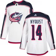 Wholesale Cheap Adidas Blue Jackets #14 Gustav Nyquist White Road Authentic Stitched NHL Jersey