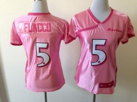 Wholesale Cheap Nike Ravens #5 Joe Flacco New Pink Women\'s Be Luv\'d Stitched NFL Elite Jersey