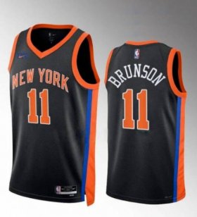 Wholesale Cheap Men\'s New York Knicks #11 Jalen Brunson Black Stitched Basketball Jersey
