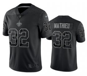 Wholesale Cheap Men\'s New Orleans Saints #32 Tyrann Mathieu Black Reflective Limited Stitched Football Jersey