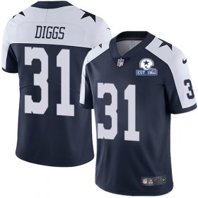 Wholesale Cheap Nike Cowboys #31 Trevon Diggs Navy Blue Thanksgiving Men\'s Stitched With Established In 1960 Patch NFL Vapor Untouchable Limited Throwback Jersey