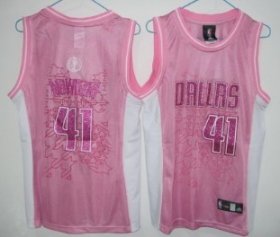 Wholesale Cheap Dallas Mavericks #41 Dirk Nowitzki Pink Womens Jersey