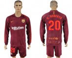 Wholesale Cheap Barcelona #20 S.Roberto Sec Away Long Sleeves Soccer Club Jersey