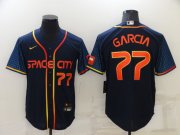 Wholesale Cheap Men's Houston Astros #77 Luis Garcia Number 2022 Navy Blue City Connect Cool Base Stitched Jersey