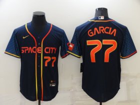 Wholesale Cheap Men\'s Houston Astros #77 Luis Garcia Number 2022 Navy Blue City Connect Cool Base Stitched Jersey
