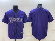Wholesale Cheap Men's Baltimore Ravens Blank Purple With Patch Cool Base Stitched Baseball Jersey