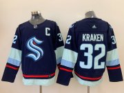 Wholesale Cheap Men's Seattle Kraken #32 Kraken Navy Blue Stitched Adidas NHL Jersey