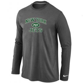 Wholesale Cheap Nike New York Jets Heart & Soul Long Sleeve T-Shirt Dark Grey