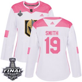 Wholesale Cheap Adidas Golden Knights #19 Reilly Smith White/Pink Authentic Fashion 2018 Stanley Cup Final Women\'s Stitched NHL Jersey
