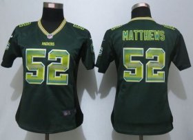 Wholesale Cheap Nike Packers #52 Clay Matthews Green Team Color Women\'s Stitched NFL Elite Strobe Jersey