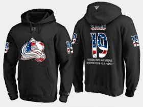 Wholesale Cheap Avalanche #19 Joe Sakic NHL Banner Wave Usa Flag Black Hoodie