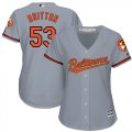 Wholesale Cheap Orioles #53 Zach Britton Grey Road Women's Stitched MLB Jersey