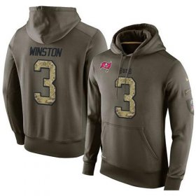 Wholesale Cheap NFL Men\'s Nike Tampa Bay Buccaneers #3 Jameis Winston Stitched Green Olive Salute To Service KO Performance Hoodie