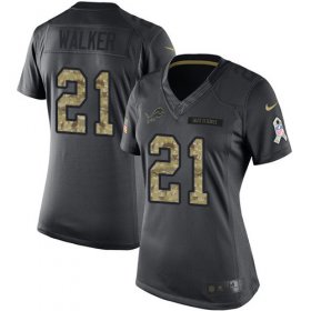 Wholesale Cheap Nike Lions #21 Tracy Walker Black Women\'s Stitched NFL Limited 2016 Salute to Service Jersey