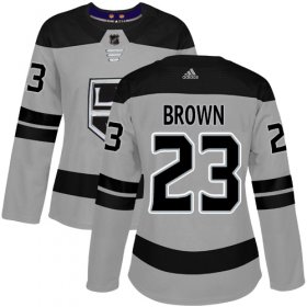Wholesale Cheap Adidas Kings #23 Dustin Brown Gray Alternate Authentic Women\'s Stitched NHL Jersey