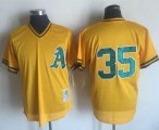 Wholesale Cheap Mitchell And Ness 1984 Athletics #35 Rickey Henderson Yellow Throwback Stitched MLB Jersey