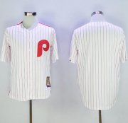 Wholesale Cheap Phillies Blank White(Red Strip) Cooperstown Stitched MLB Jersey