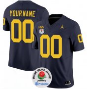 Cheap Men's Michigan Wolverines ACTIVE PLAYER Custom 2023 F.U.S.E. Navy Blue Rose Bowl Patch Stitched Jersey