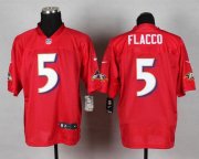 Wholesale Cheap Nike Ravens #5 Joe Flacco Red Men's Stitched NFL Elite QB Practice Jersey