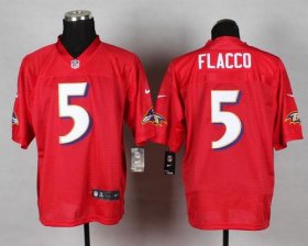 Wholesale Cheap Nike Ravens #5 Joe Flacco Red Men\'s Stitched NFL Elite QB Practice Jersey