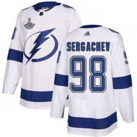 Cheap Adidas Lightning #98 Mikhail Sergachev White Road Authentic Youth 2020 Stanley Cup Champions Stitched NHL Jersey