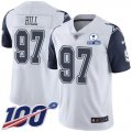 Wholesale Cheap Nike Cowboys #97 Trysten Hill White Men's Stitched With Established In 1960 Patch NFL Limited Rush 100th Season Jersey