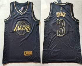 Wholesale Cheap Men\'s Los Angeles Lakers #3 Anthony Davis Black Golden Edition Nike Swingman Jersey